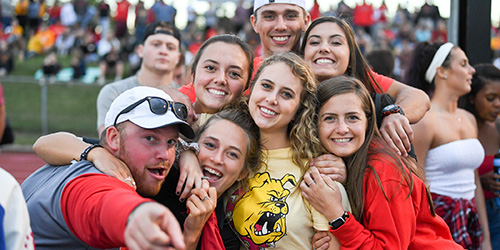 Ferris State University students at a Bulldog football game