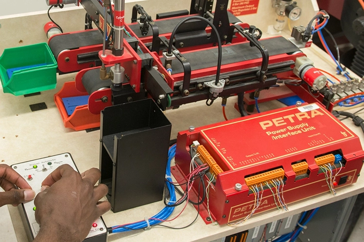 Student working on electrical project