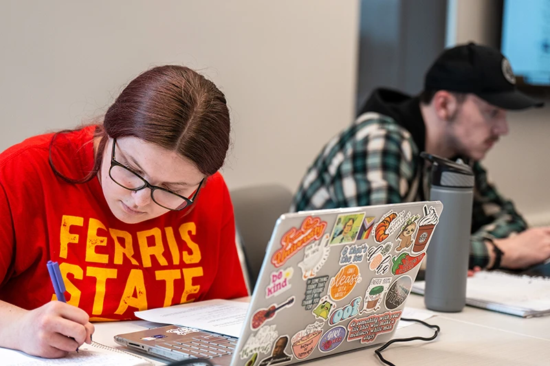 Student using a laptop computer