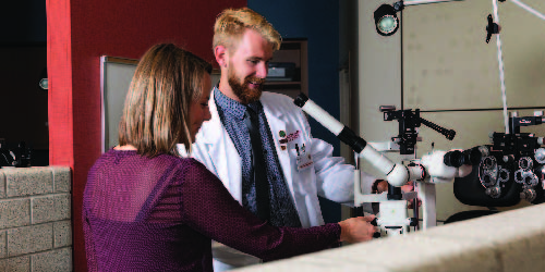 Student working in a lab setting