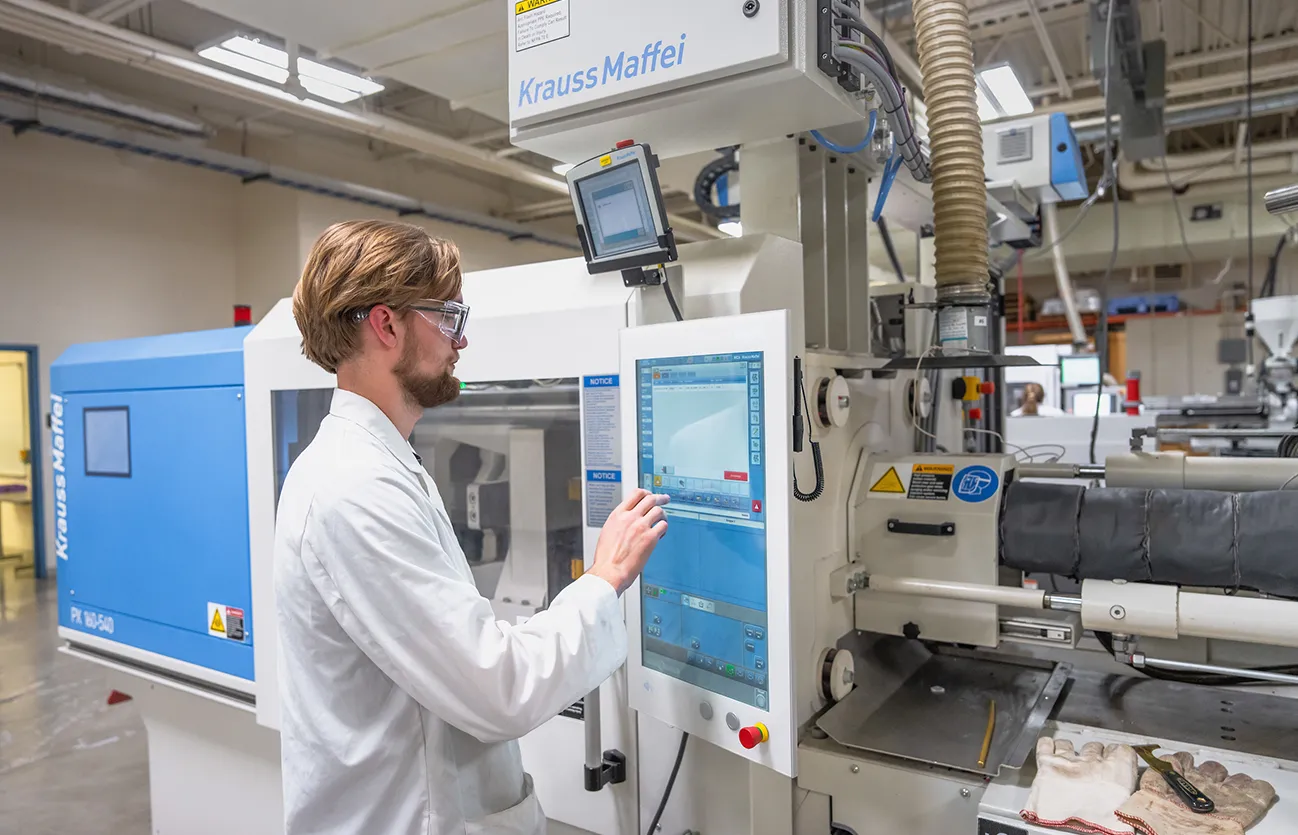 Student working in a lab setting