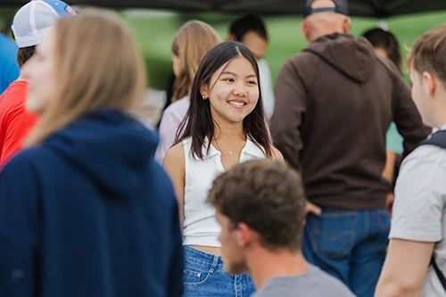Student on the quad at Ferris State University