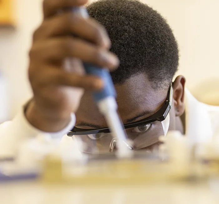 Student working in a lab setting at Ferris State University