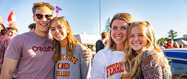 Students at a Ferris State football game