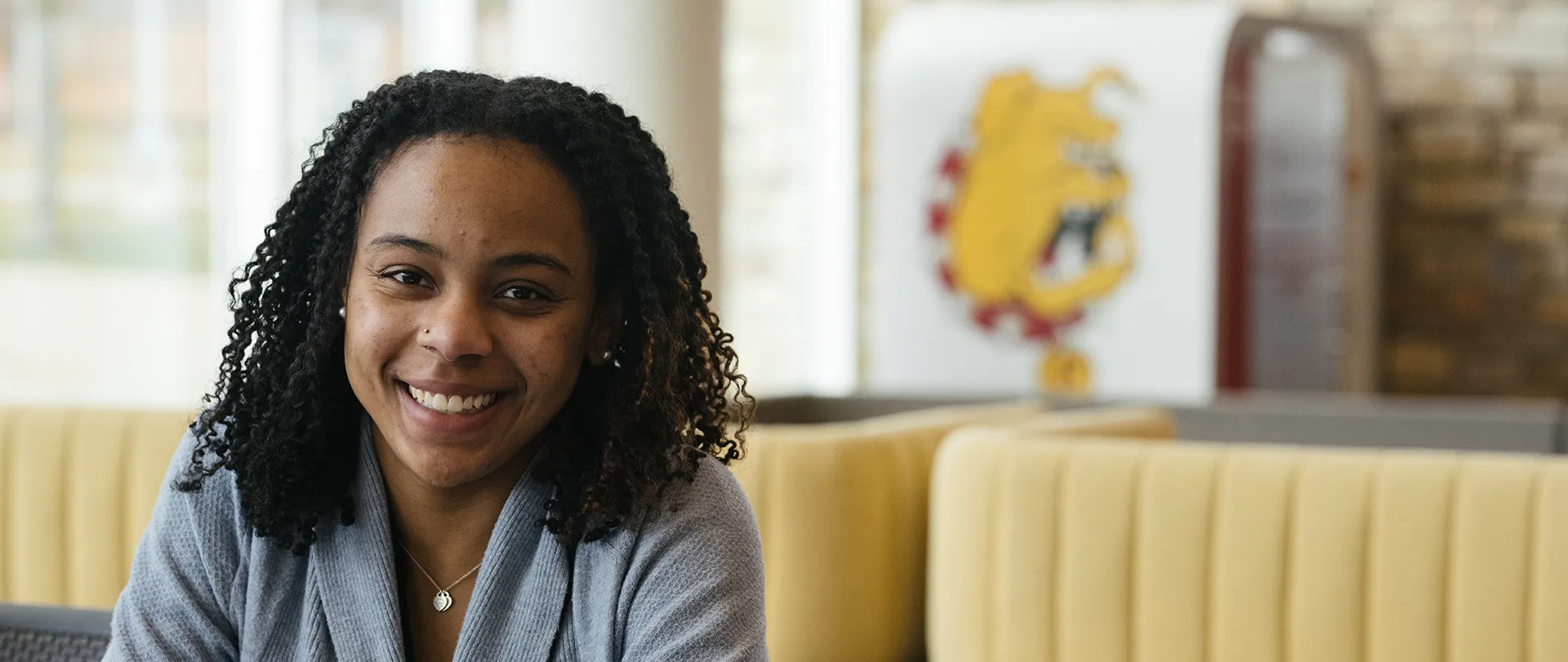 Student on the campus of Ferris State University in Big Rapids, Mi