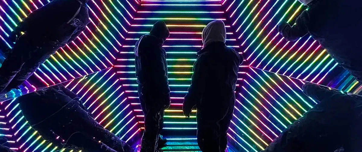 two people in an artprize installation