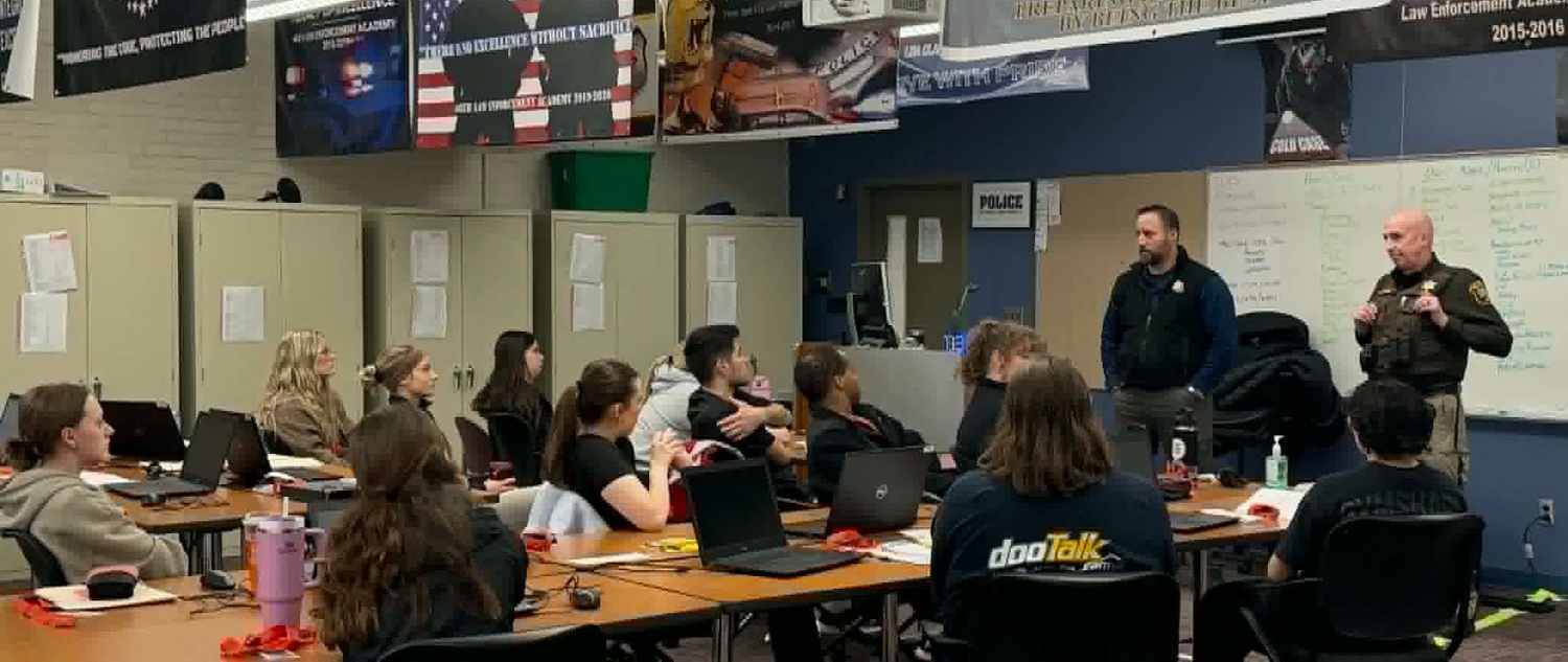 Students listening to lecture during class