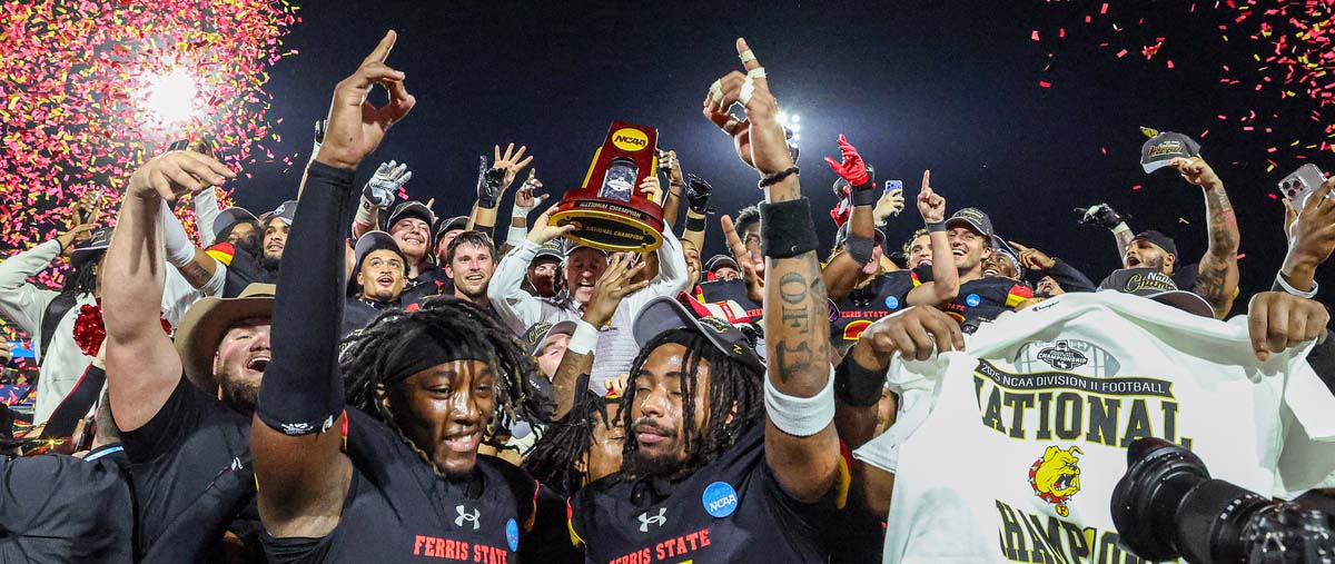 Football team celebrating 2025 national championship