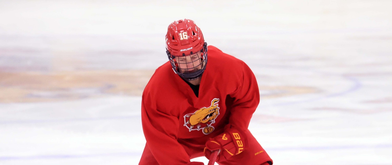 Action shot of Holden Doell during a hockey game