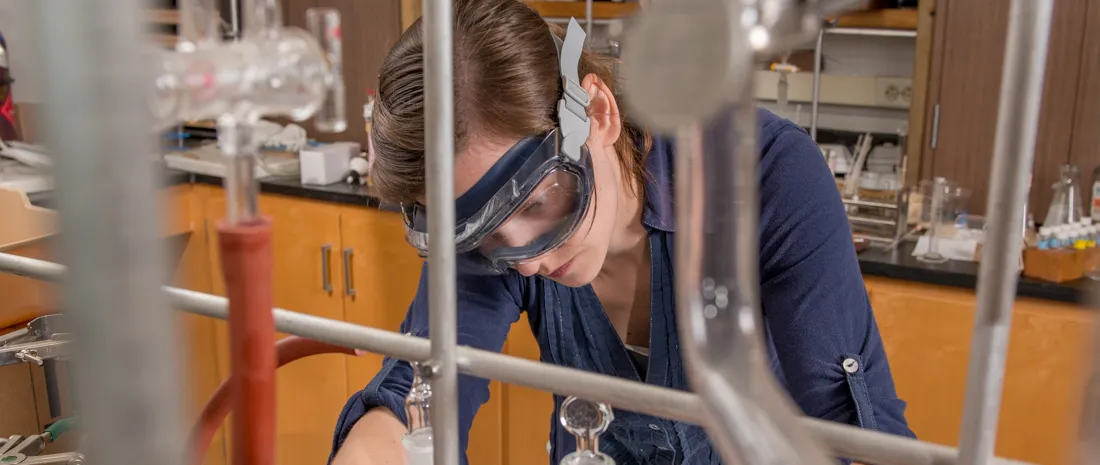 student working in a chemistry laboratory