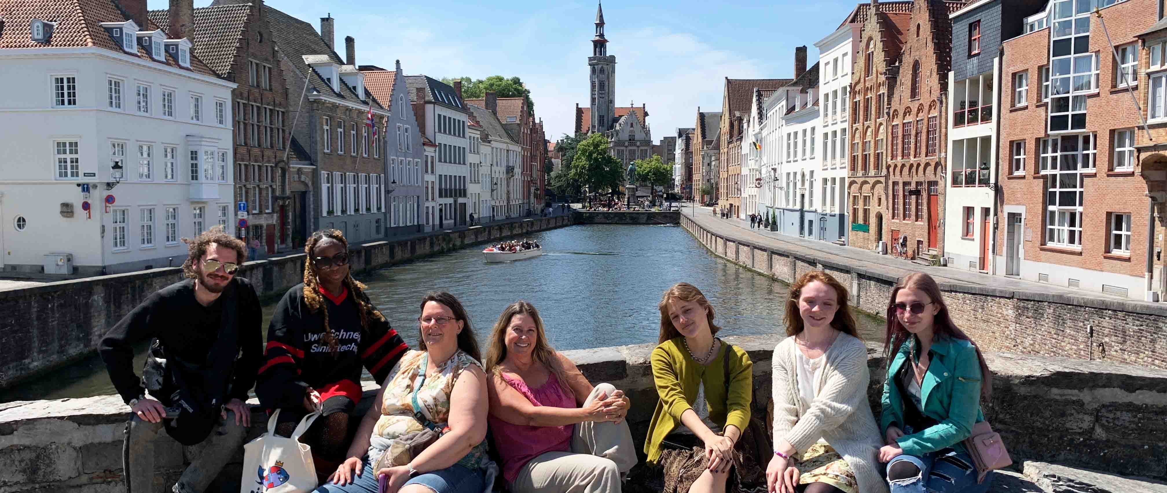 KCAD students and professors smile in the Dutch sun while on their trip abroad.