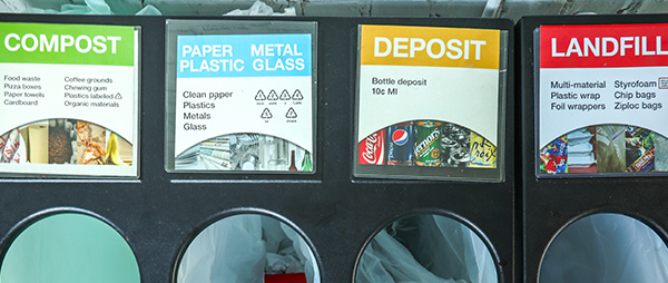 A waste sorting station at the Kendall College of Art and Design of Ferris State University.