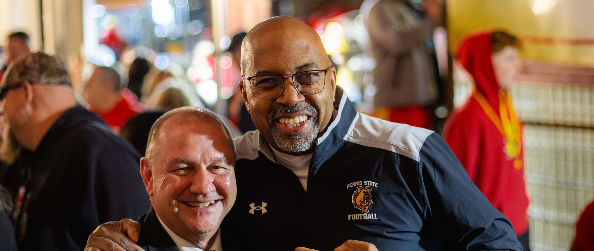 Photo of Ferris State President Bill Pink and Harding Athletic Director Jeff Morgan