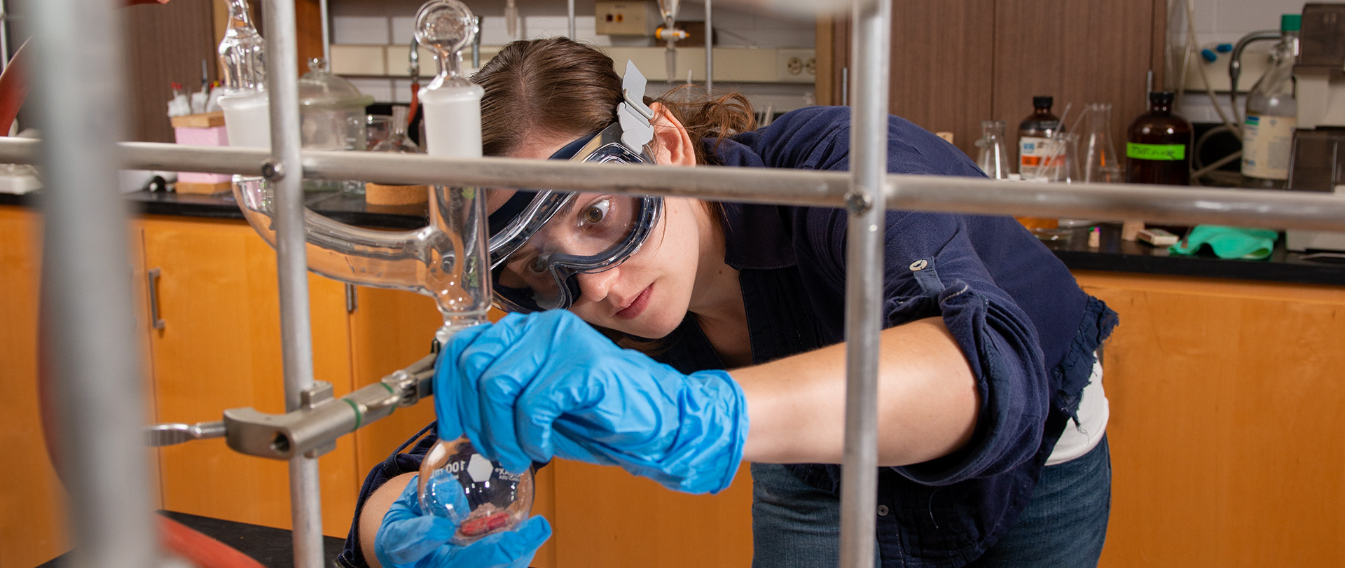 Student working in chemistry lab