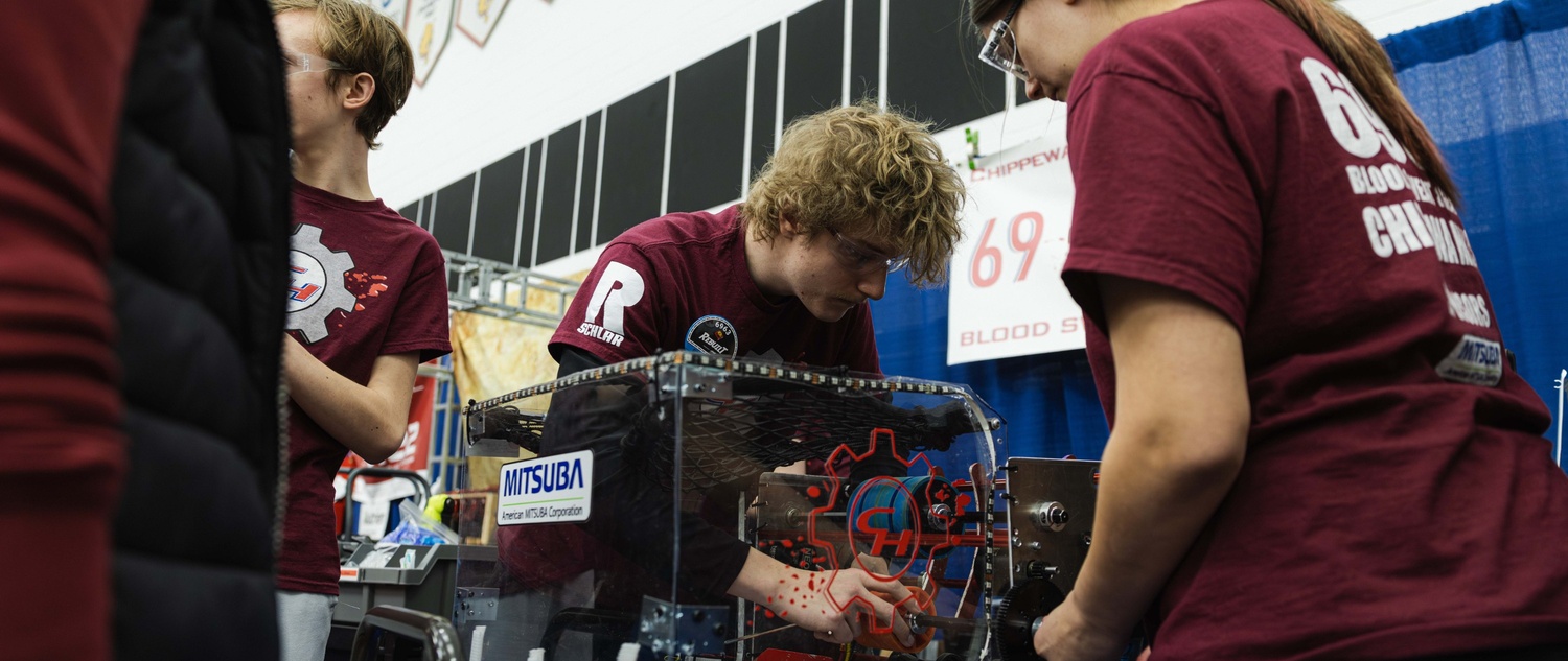 Students working on their robot