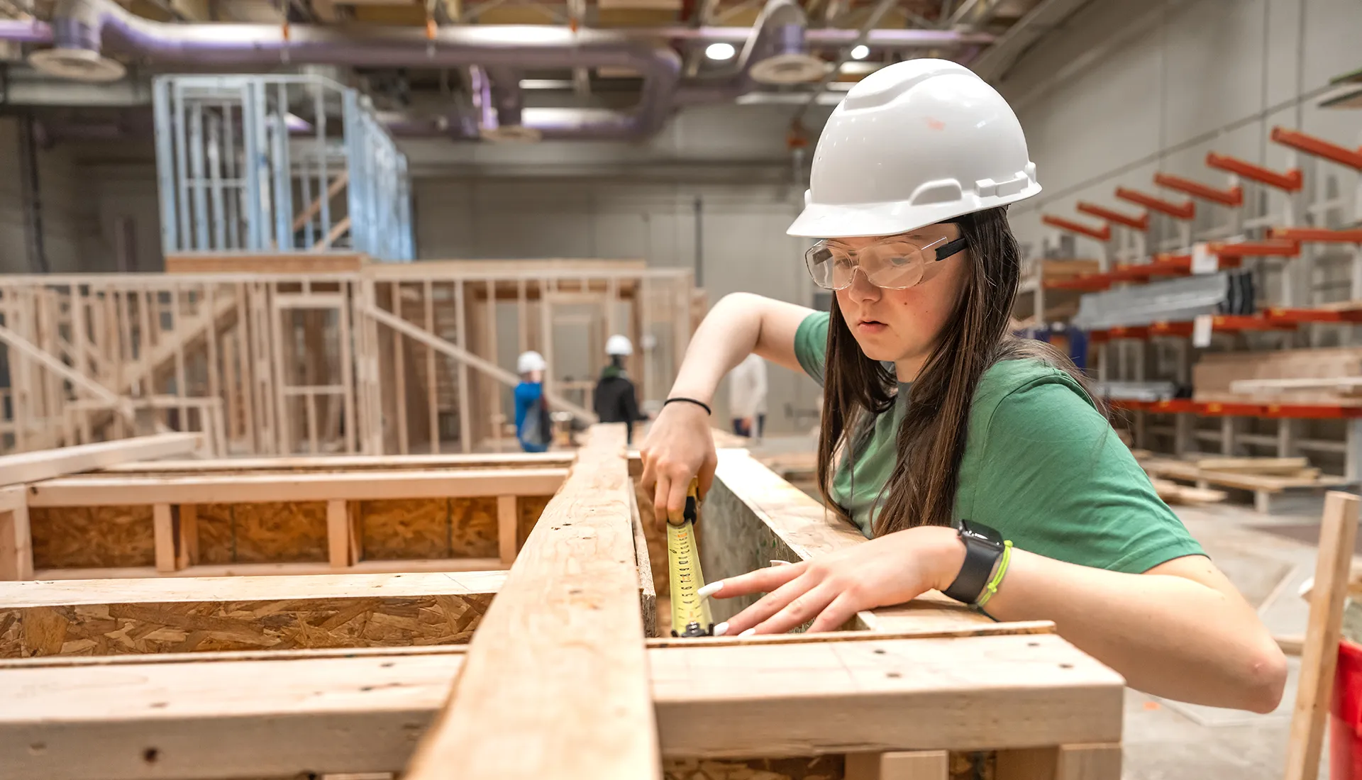 Student in the construction lab at Ferris State University