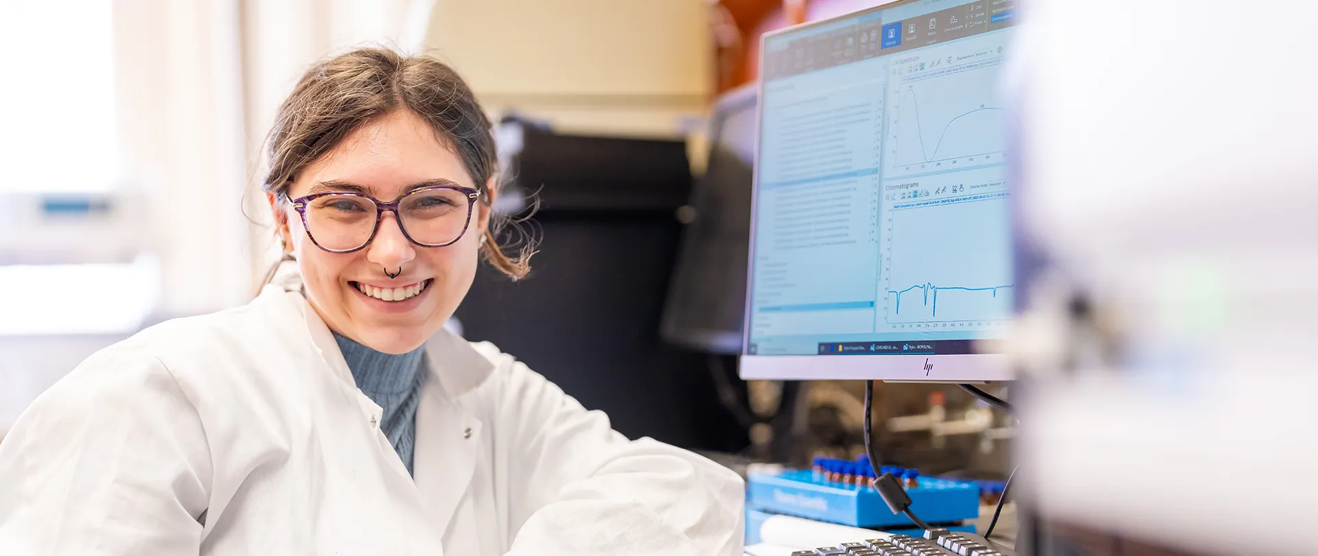 Student using lab equipment