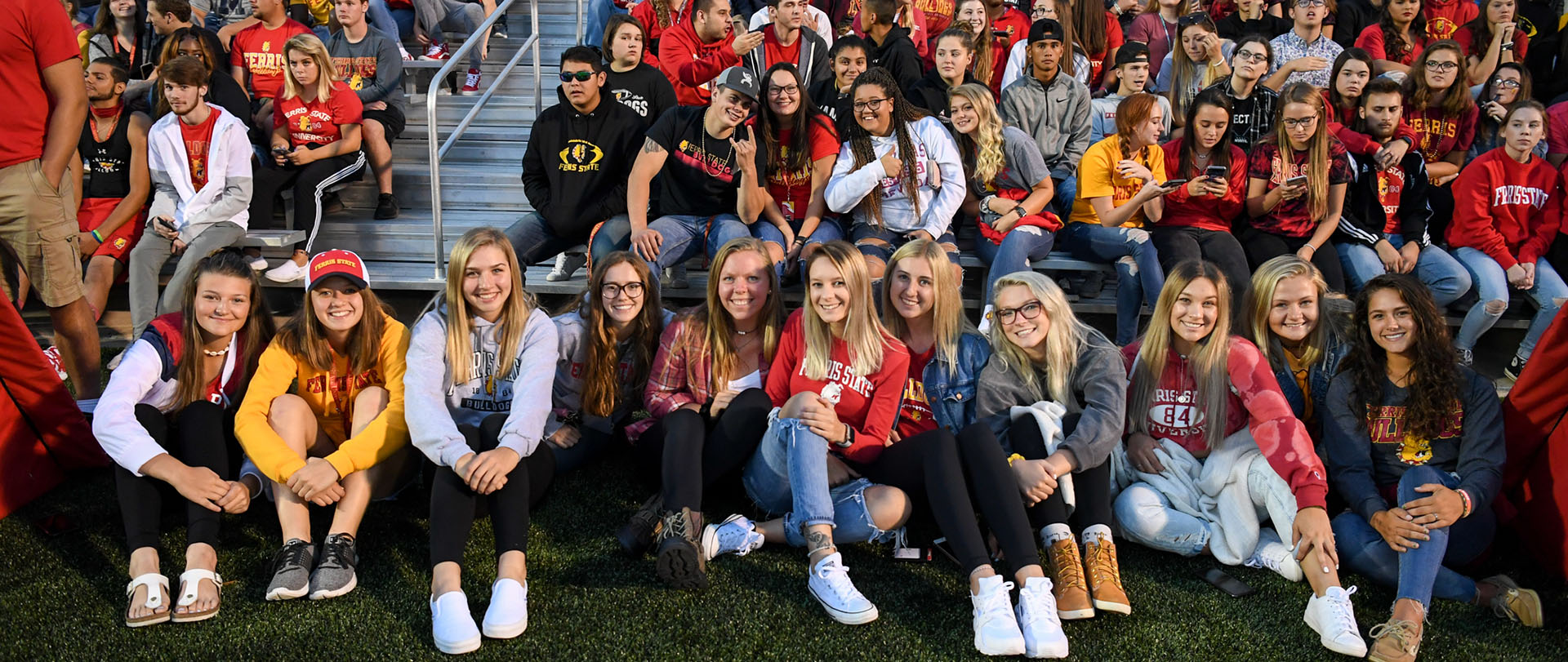 Ferris State students at a football game.