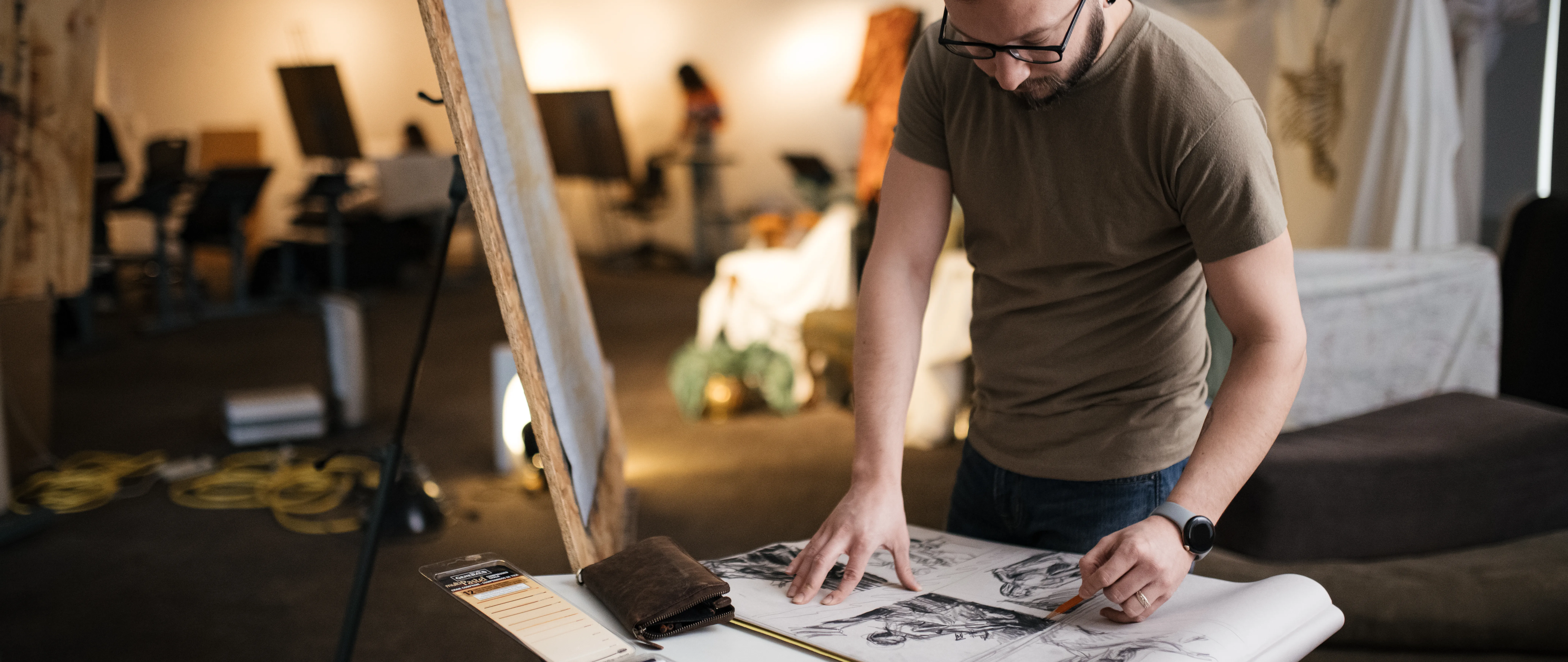 student working in an art studio