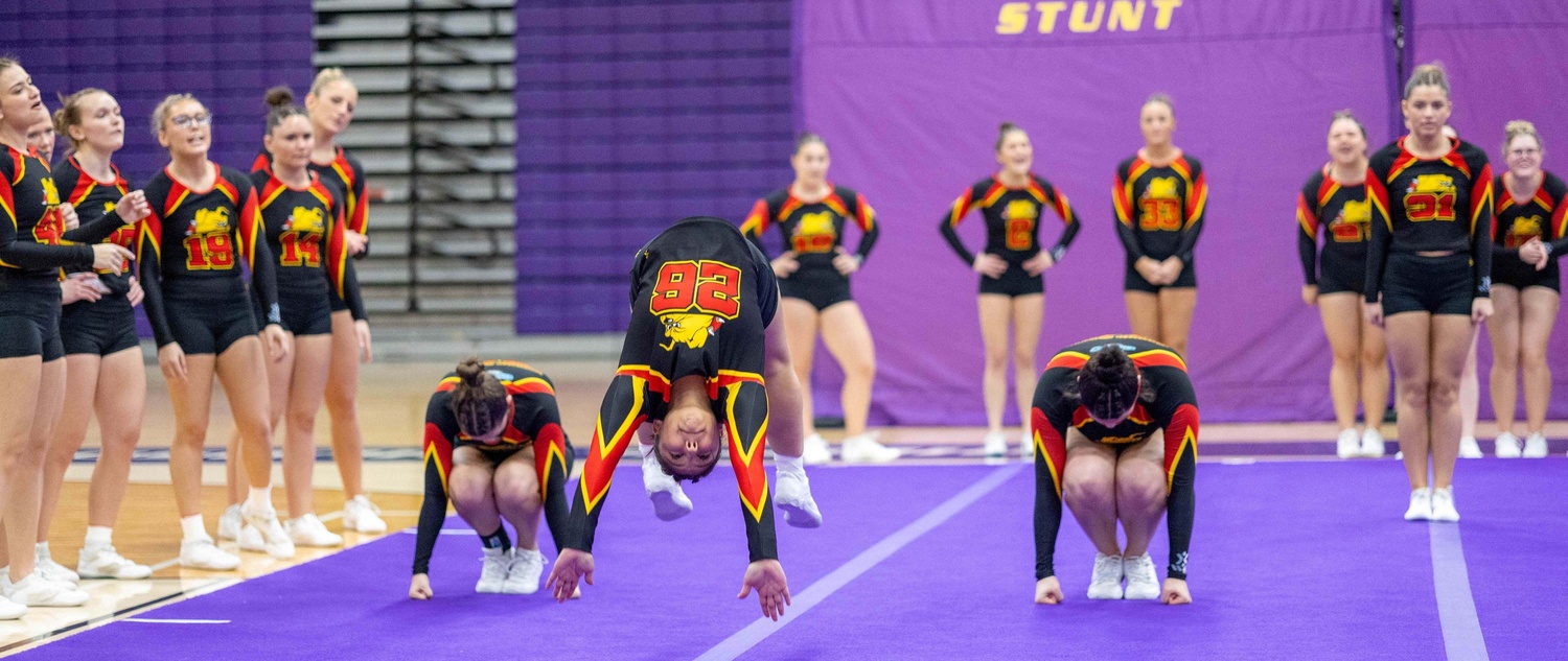Action shot of the STUNT team during a competition