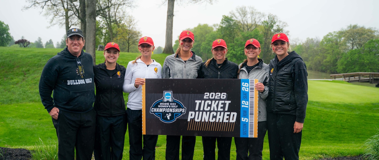 Golf team celebrating their placement in the NCAA Championships