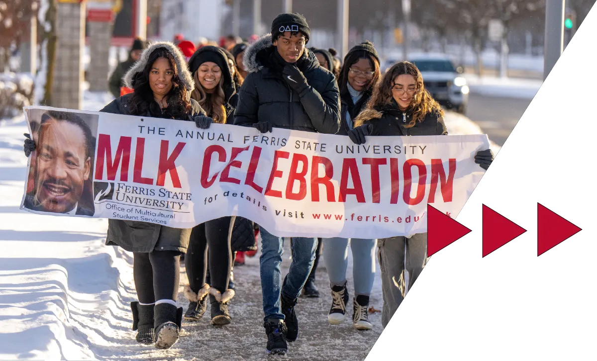 students marching for martin luther king jr. day