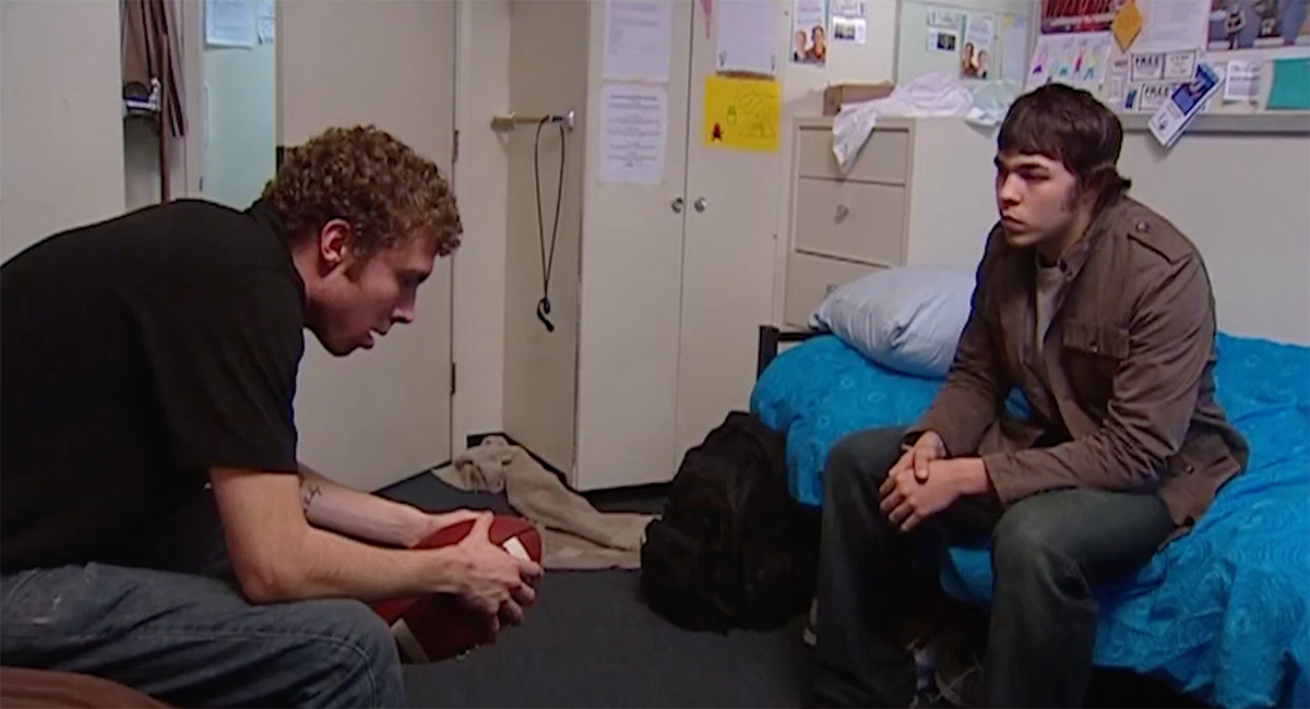 Students in a residence hall setting