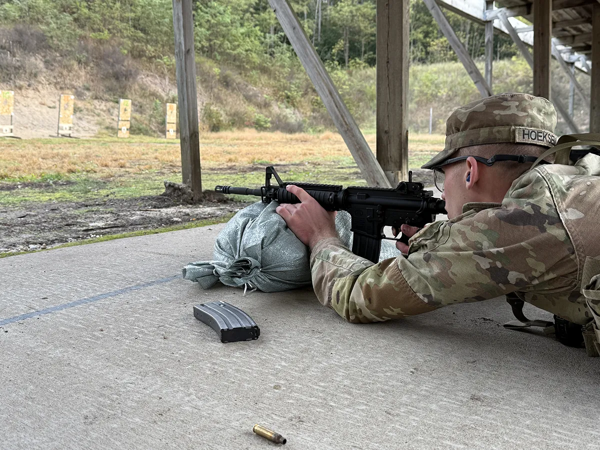 ROTC cadet at the firing range