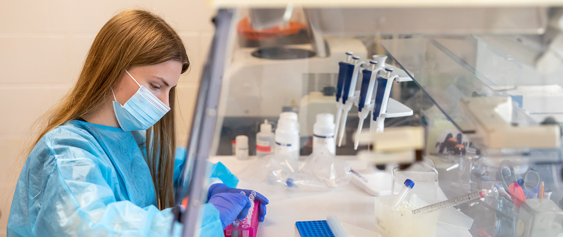 Student using lab equipment