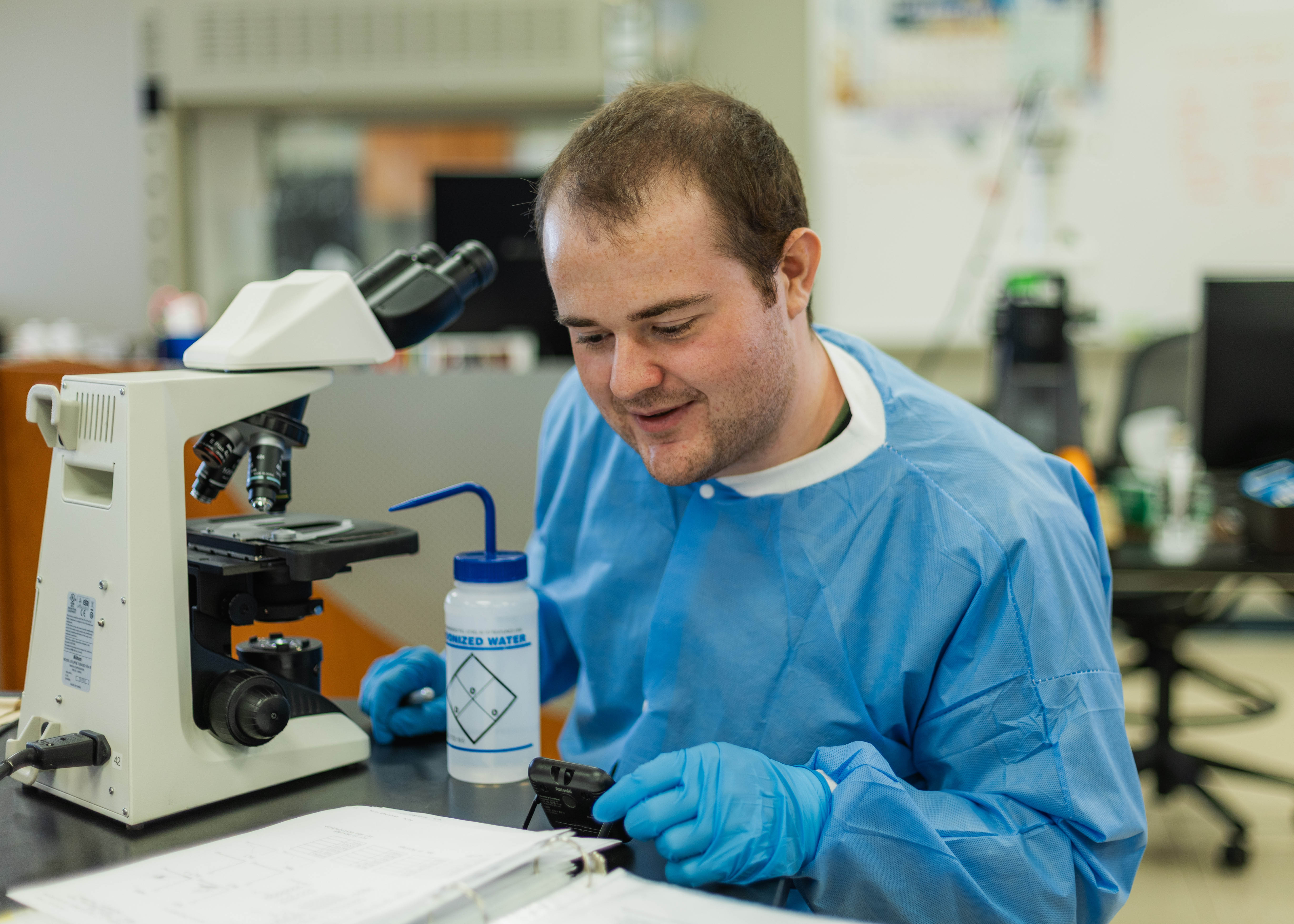 Student working in a lab setting
