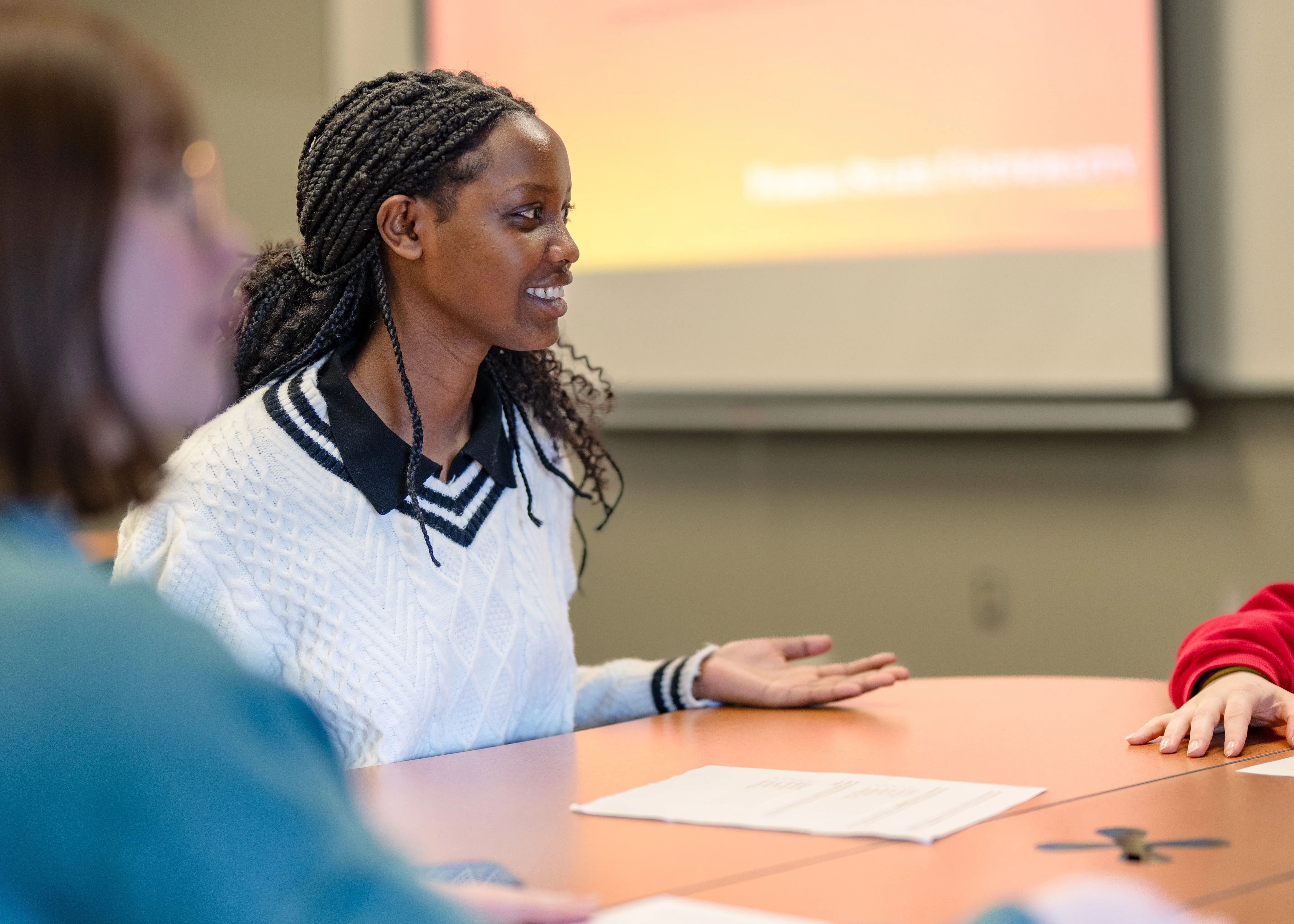 Students doing group work in a classroom