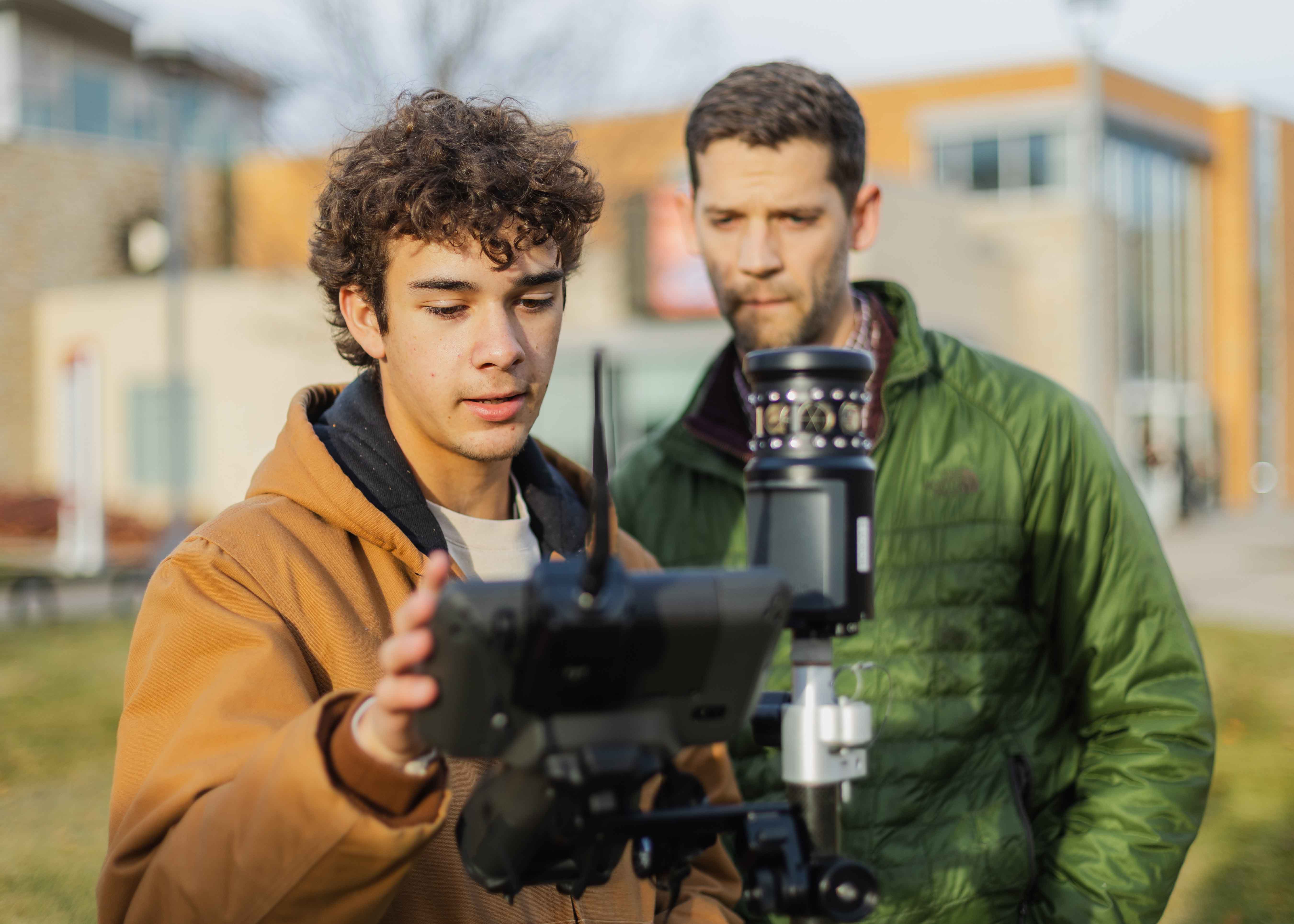 students working in the field