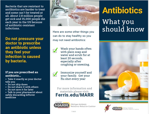 One side of the "Antibiotics: What You Should Know" Brochure