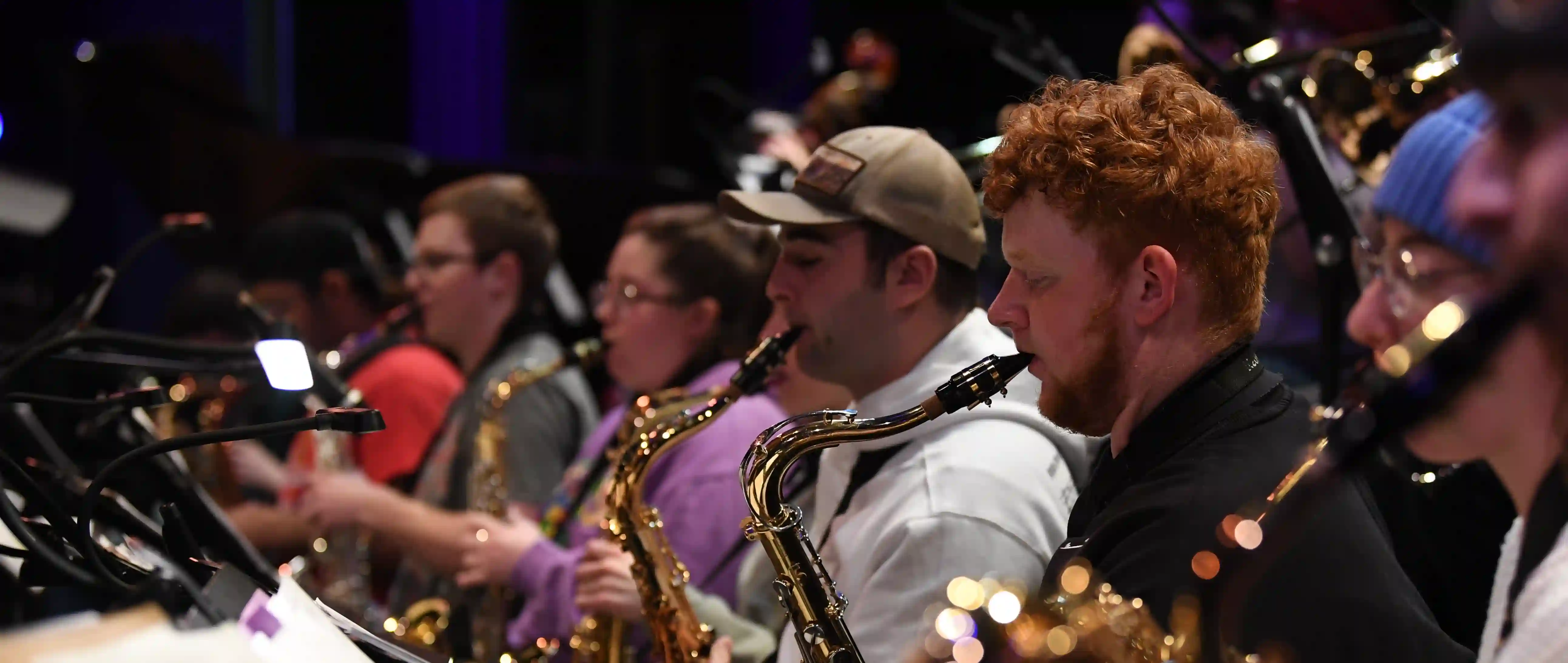 Students playing saxophones