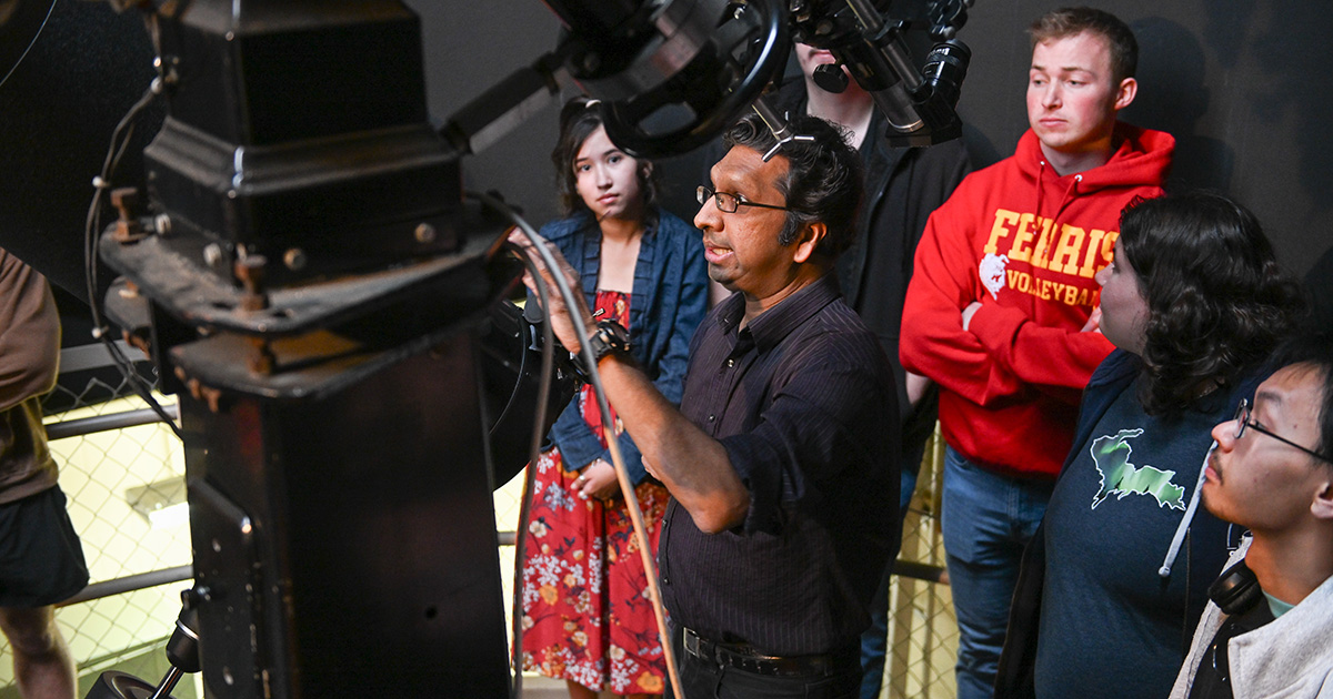 Person using a telescope