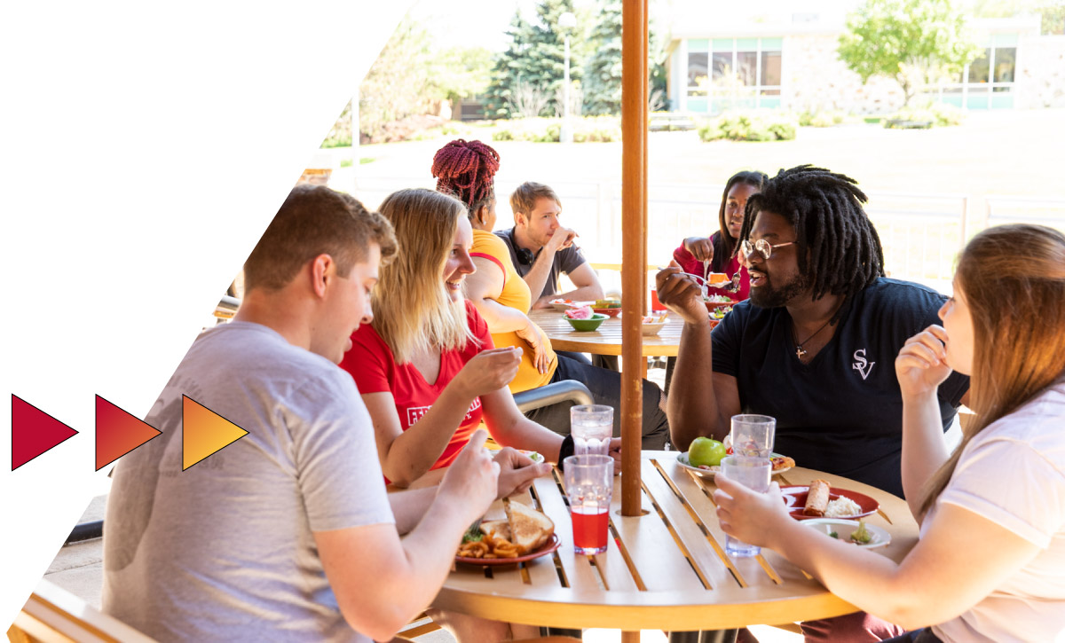 Student eating at the Rock Cafe