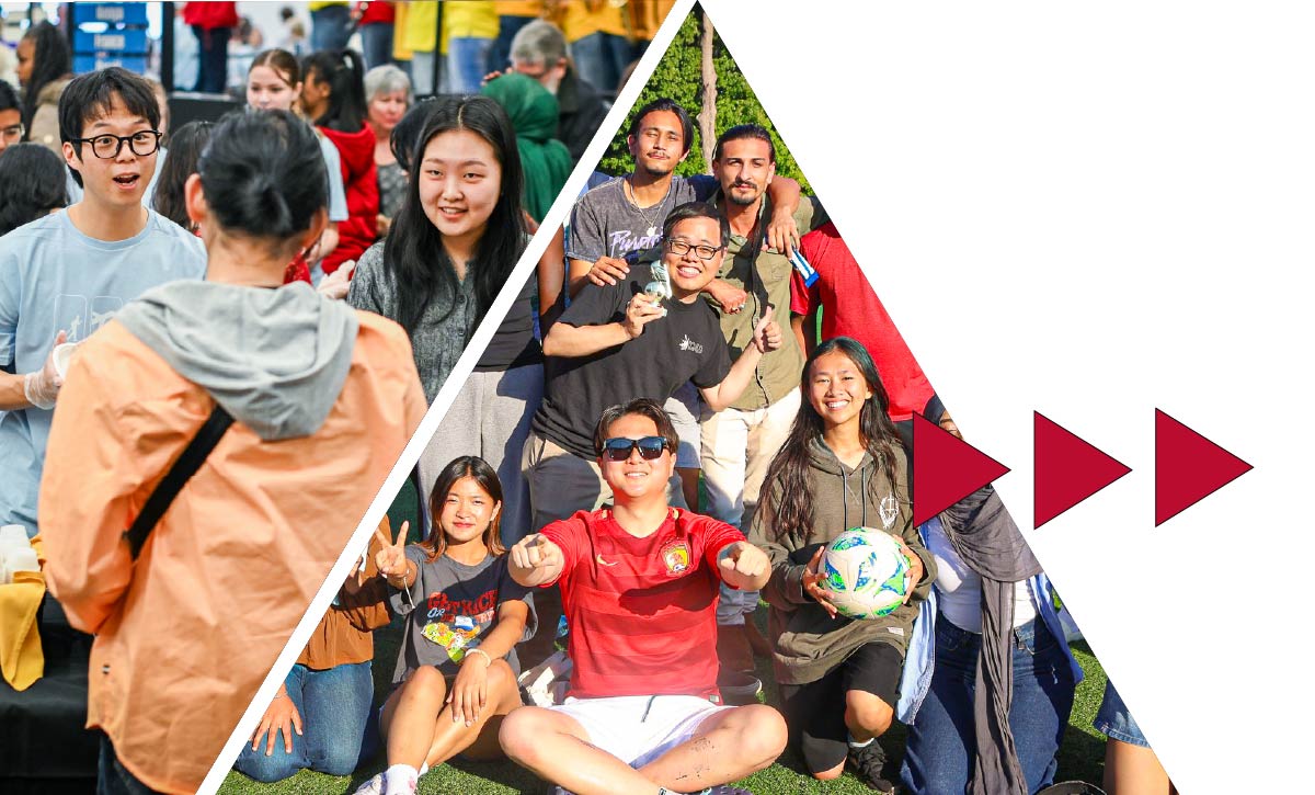 international students at campus events