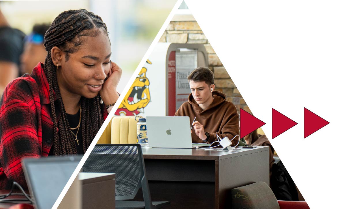 ferris state university students studying on a laptop