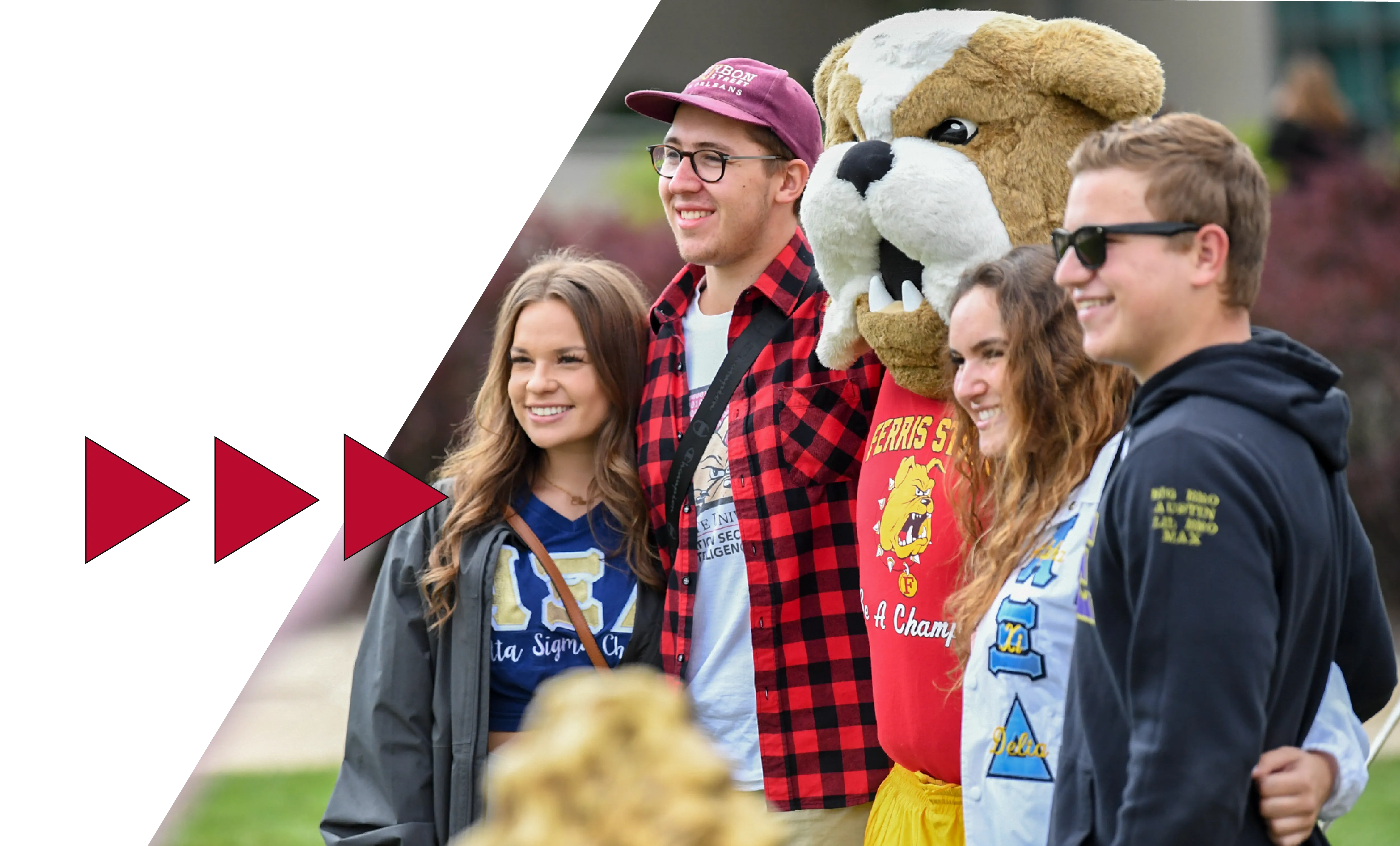 Students on the campus of Ferris State University in Big Rapids MI