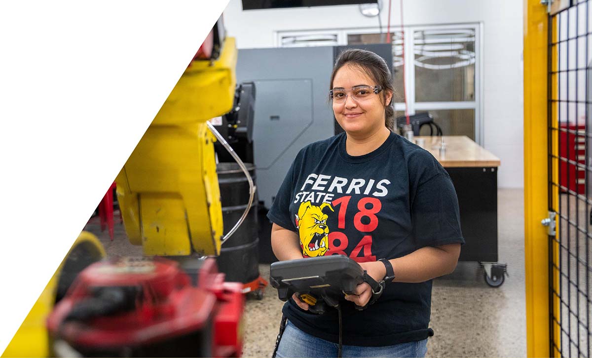 Student in industrial lab at Ferris State University