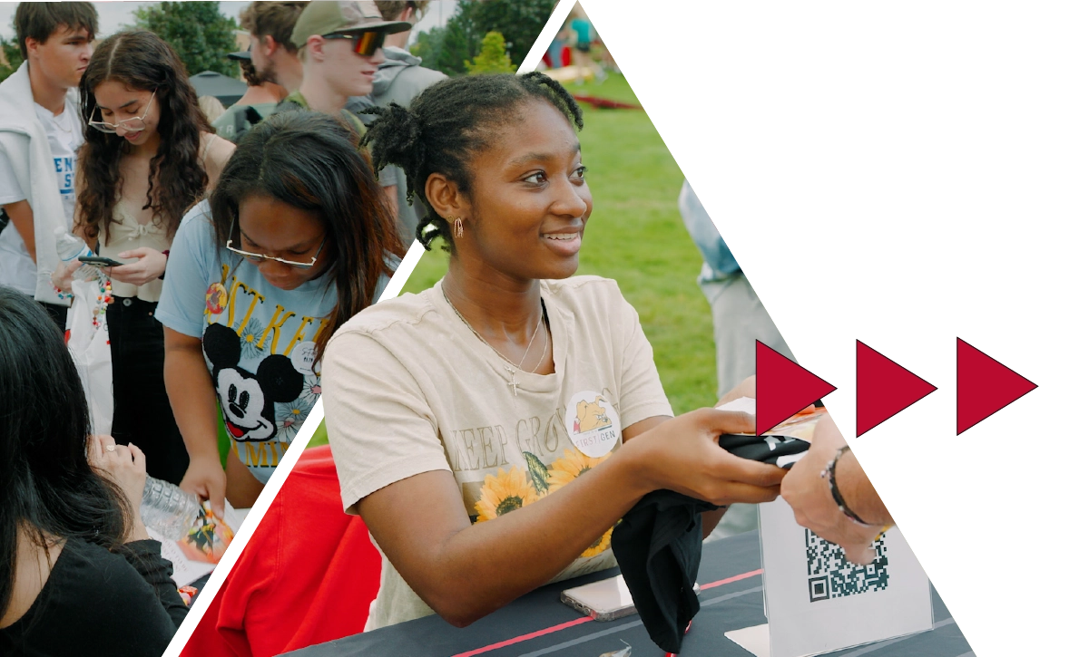 Ferris State first generation students tabling at a welcome event