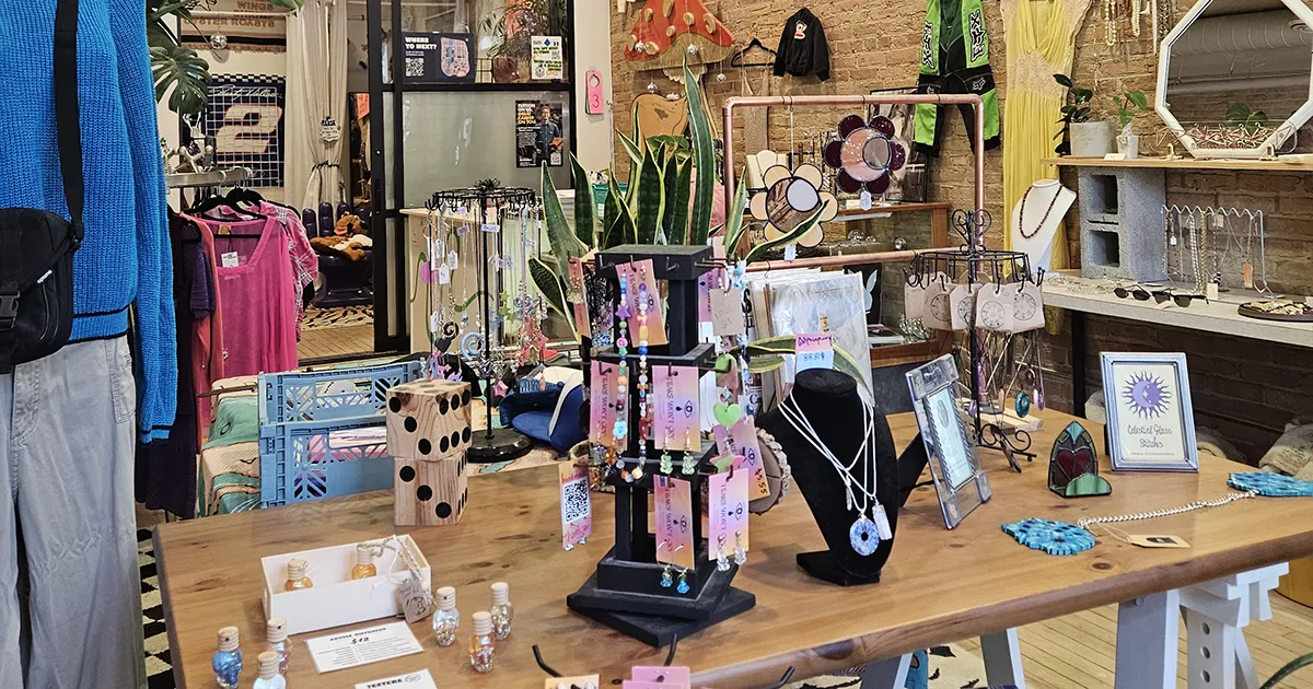 inside a thrift shote with products