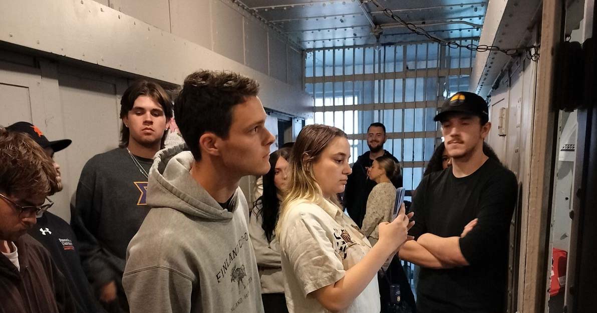 Students touring the Old Jail Building