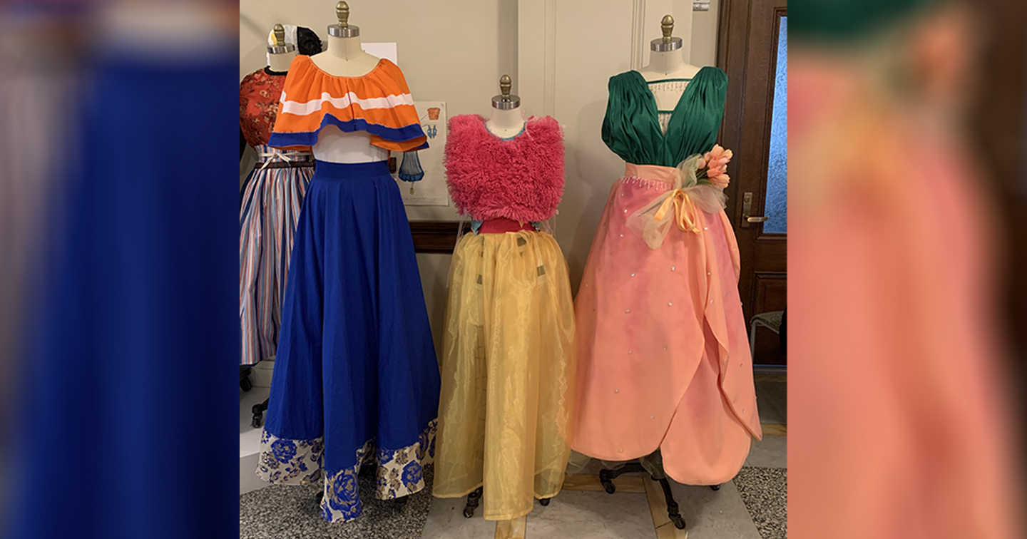 The three Dutch-inspired fantasy dresses KCAD students designed for Tulip Time's "Celebrate!" event in 2025.