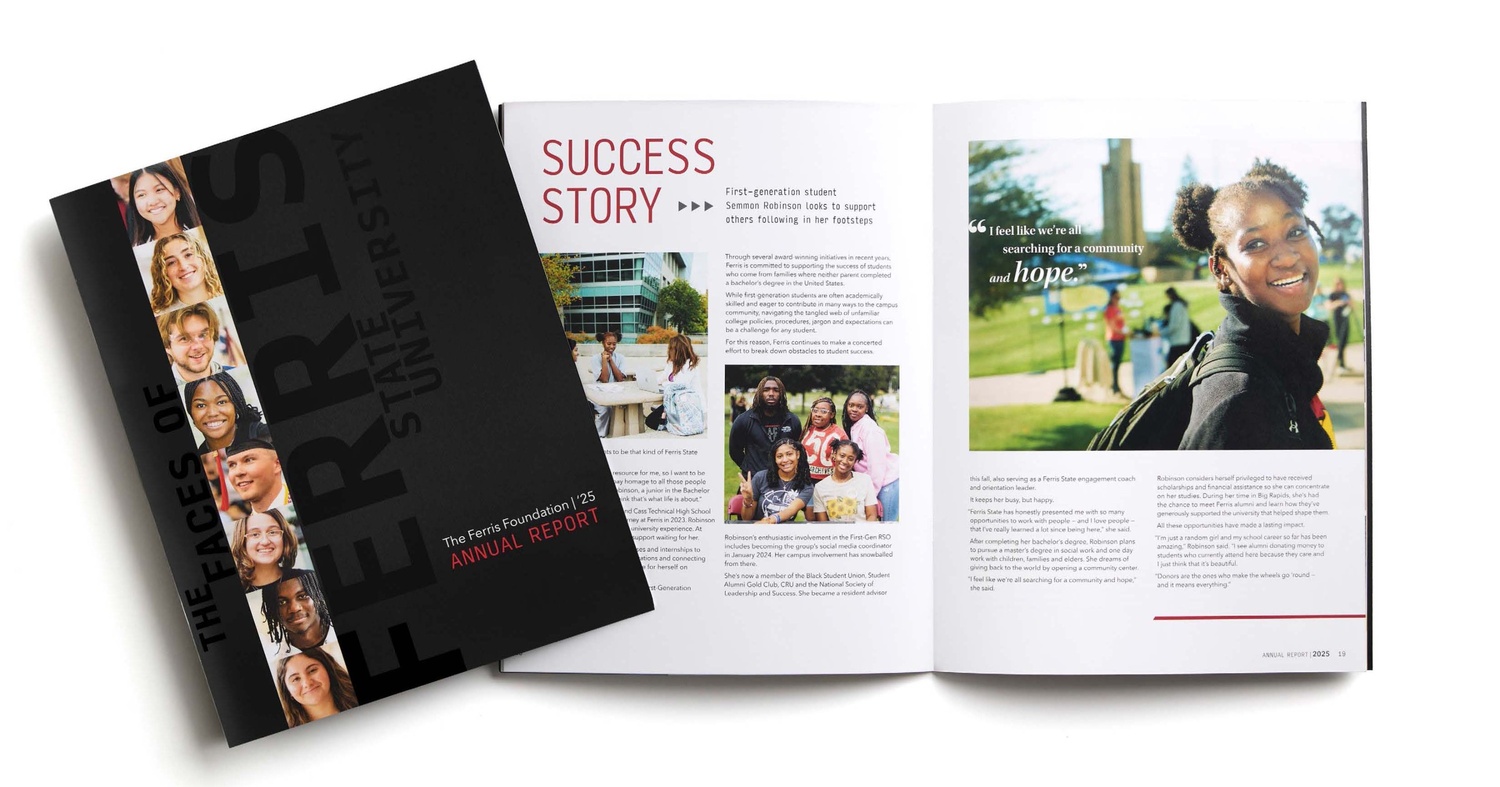 Overhead shot of The Ferris Foundation's 2025 Annual Report