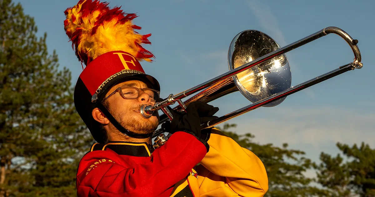 Ferris state marching band trombone player