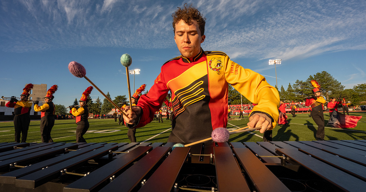 Marching band student Trevor Bailey.