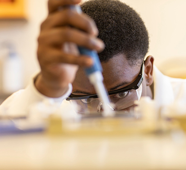 Student working in a lab setting