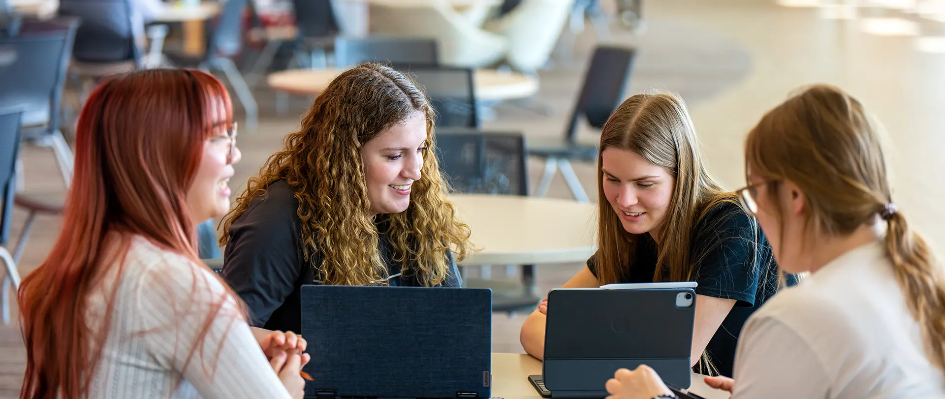 Students working together on the campus of Ferris State University