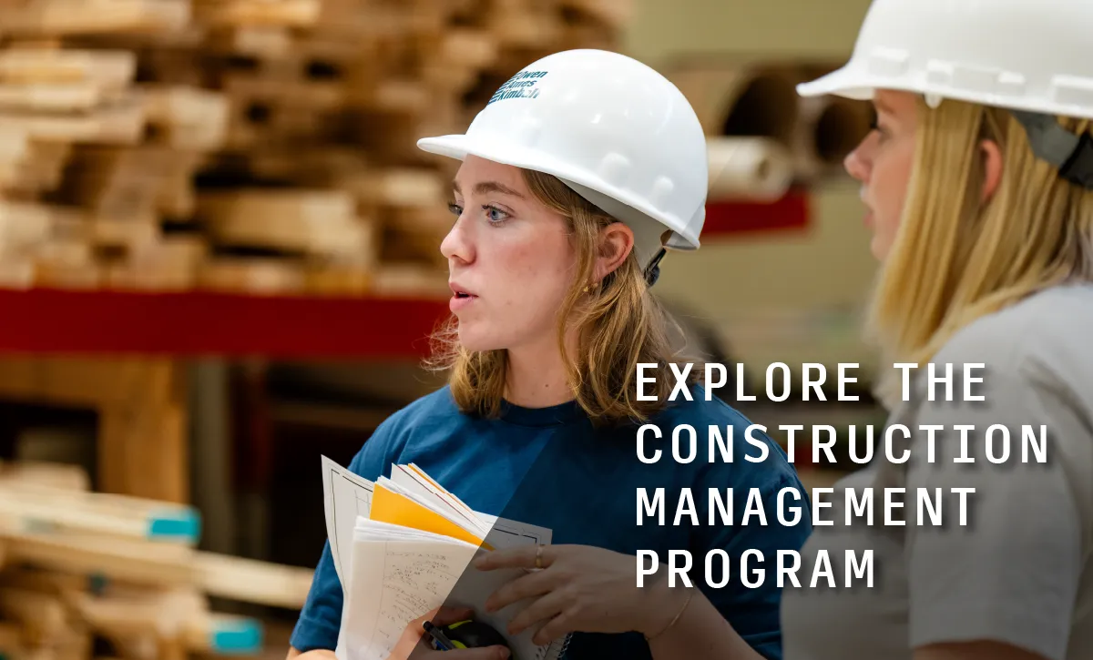Two students in the construction lab at Ferris State University in Big Rapids MI